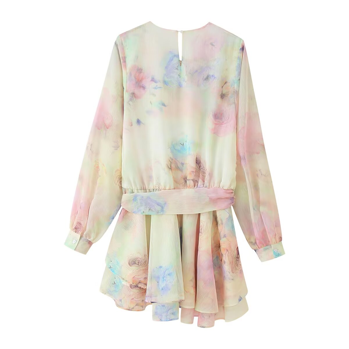 Tie Dye Stitching Lace Crochet Printing Dress