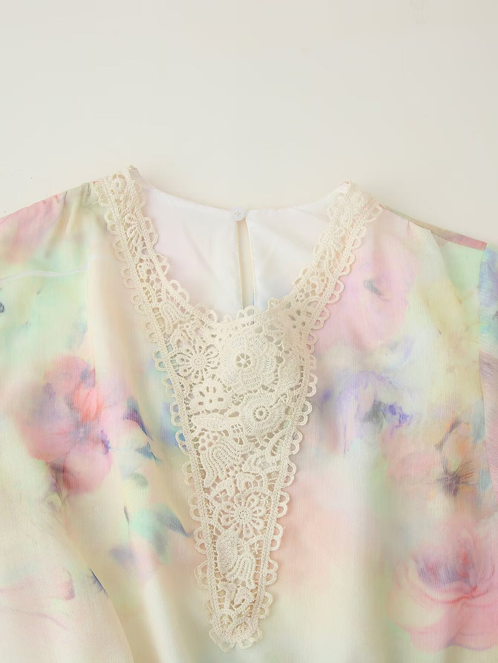 Tie Dye Stitching Lace Crochet Printing Dress
