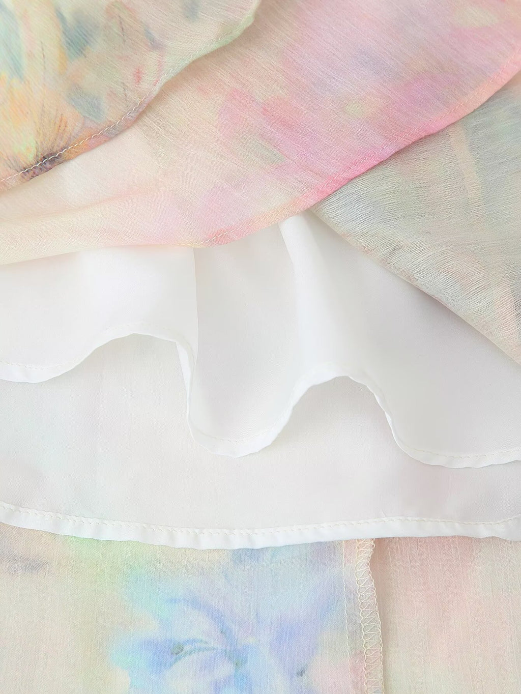 Tie Dye Stitching Lace Crochet Printing Dress