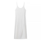Satin Double-Layer Spaghetti-Strap Maxi Dress