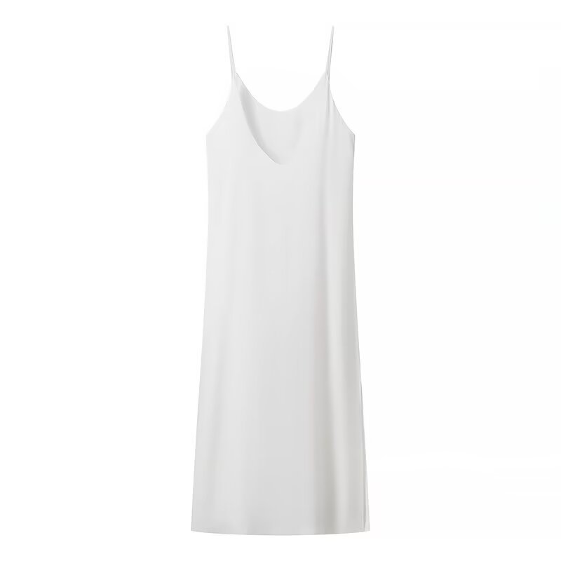 Satin Double-Layer Spaghetti-Strap Maxi Dress