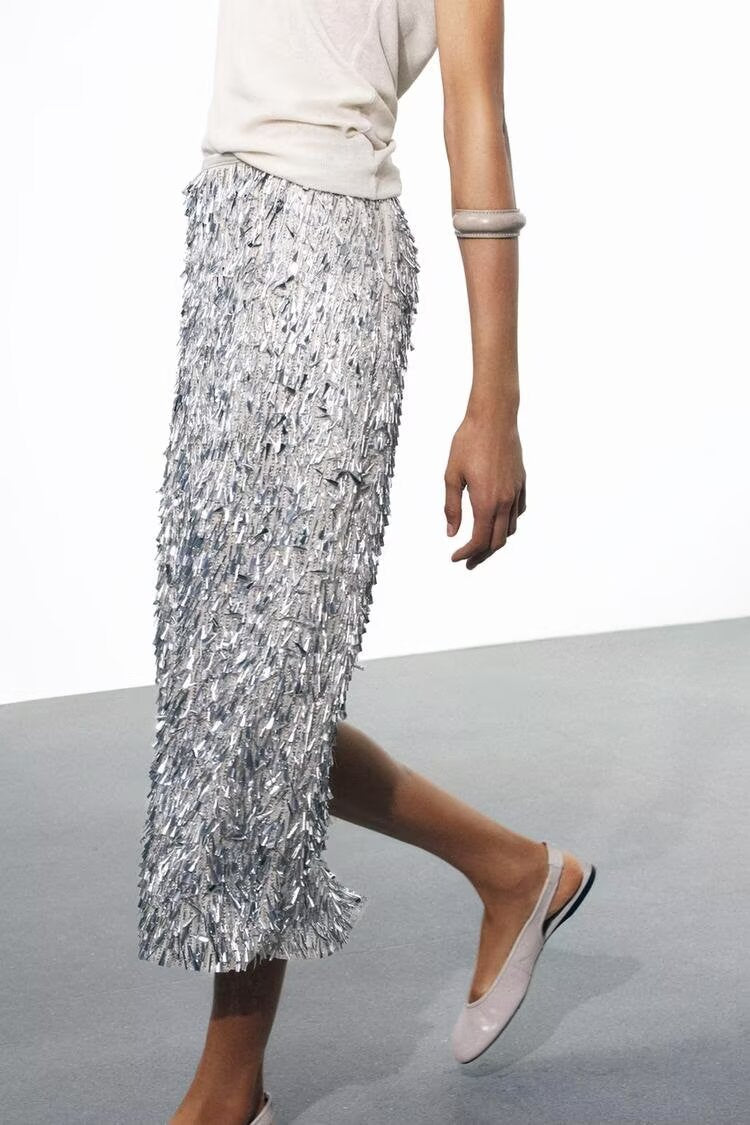 Sequin Glitter Midi Skirt
