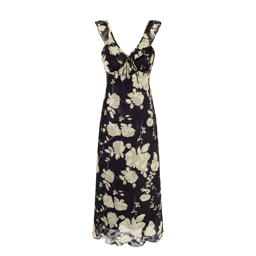 Women's Retro Floral Lace Slim-Waist Dress
