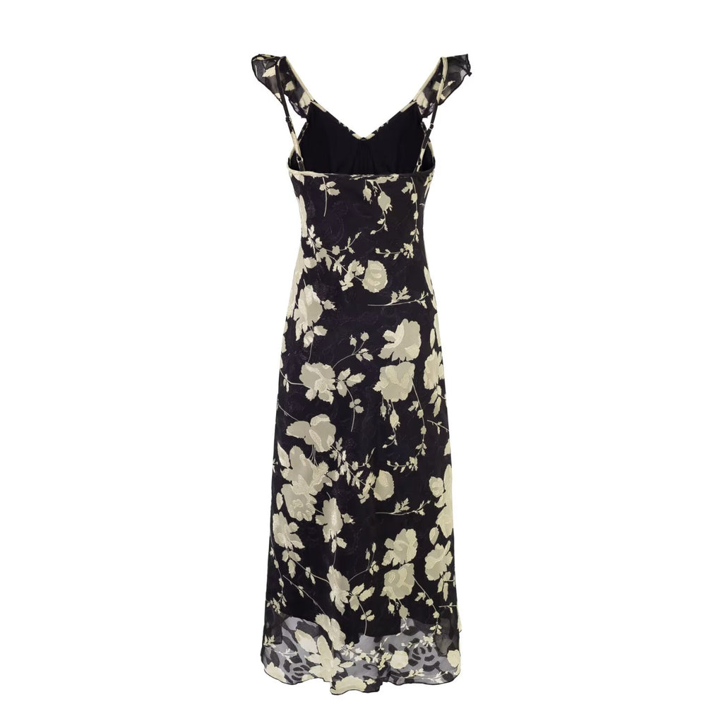 Women's Retro Floral Lace Slim-Waist Dress