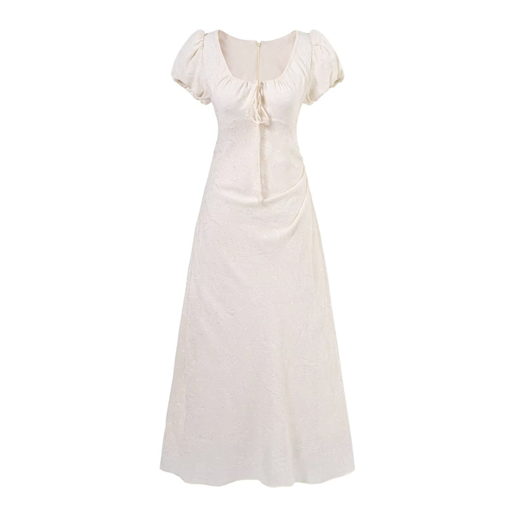Women's Vintage Summer Short Sleeve Drawstring Slim Fit Dress