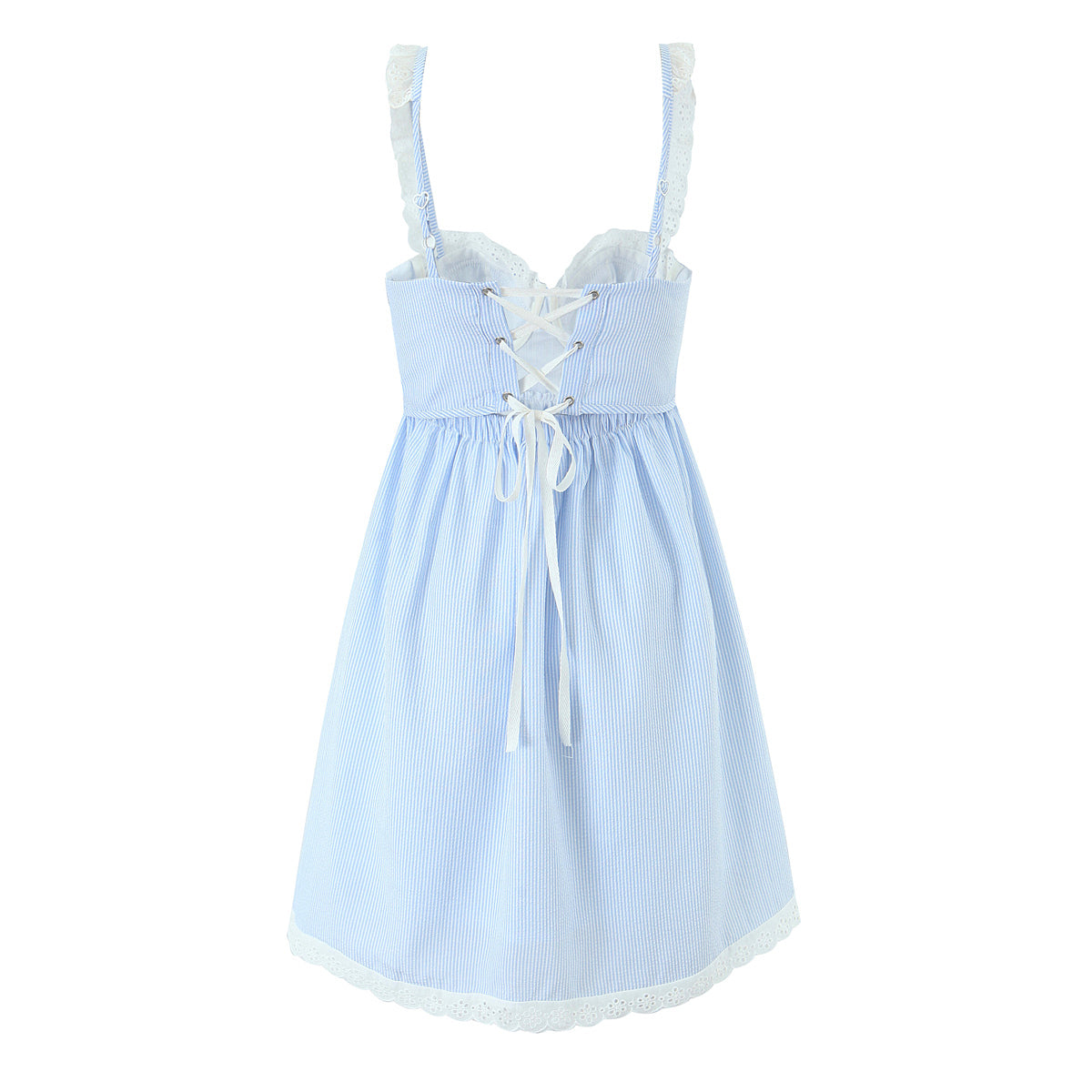 Women's Sweetheart Striped Lace Boned Mini Dress