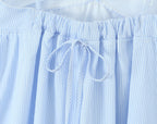V-Neck Lace Patchwork Stripes Suspender Lace Vacation Backless Dress