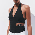 Classic Open Design Hanging Collar Top