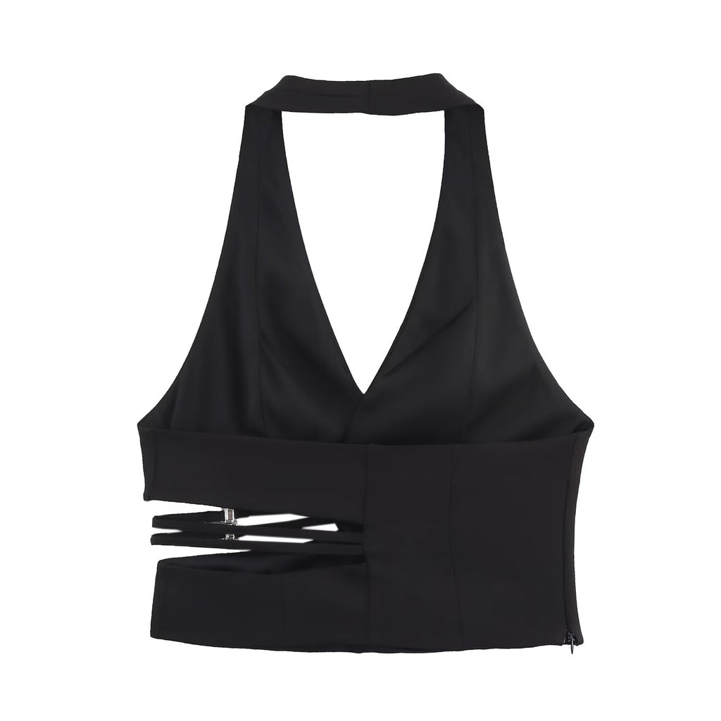 Classic Open Design Hanging Collar Top