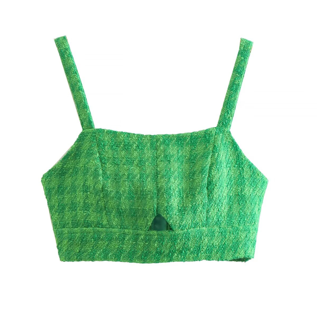 Women's Women’s Green Cutout Spaghetti Strap Crop Top