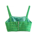 Women's Women’s Green Cutout Spaghetti Strap Crop Top