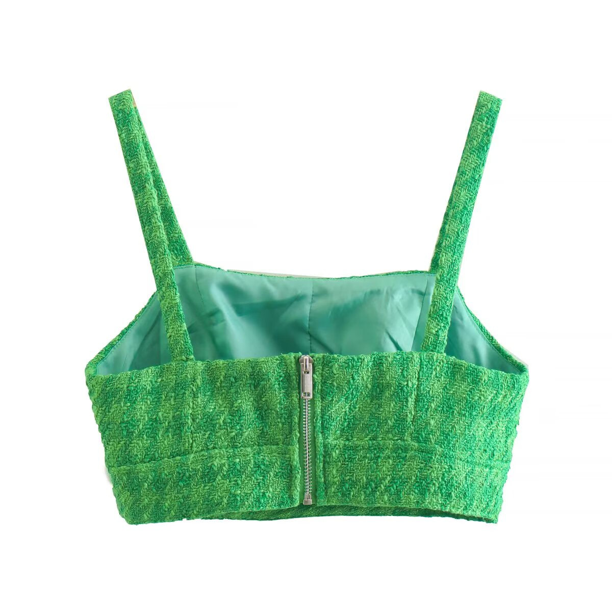 Women's Women’s Green Cutout Spaghetti Strap Crop Top