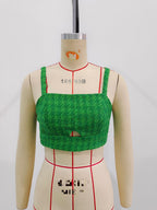 Women's Women’s Green Cutout Spaghetti Strap Crop Top