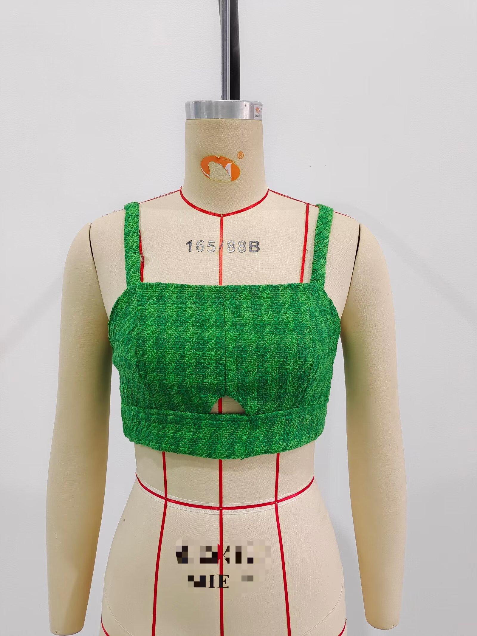 Women's Women’s Green Cutout Spaghetti Strap Crop Top