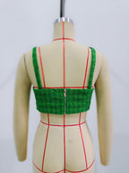 Women's Women’s Green Cutout Spaghetti Strap Crop Top