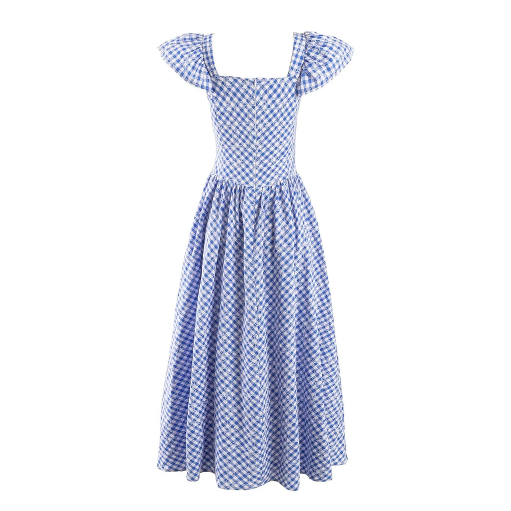 Pleated Flying Sleeve Dress Summer Waist Graceful Long Expansion