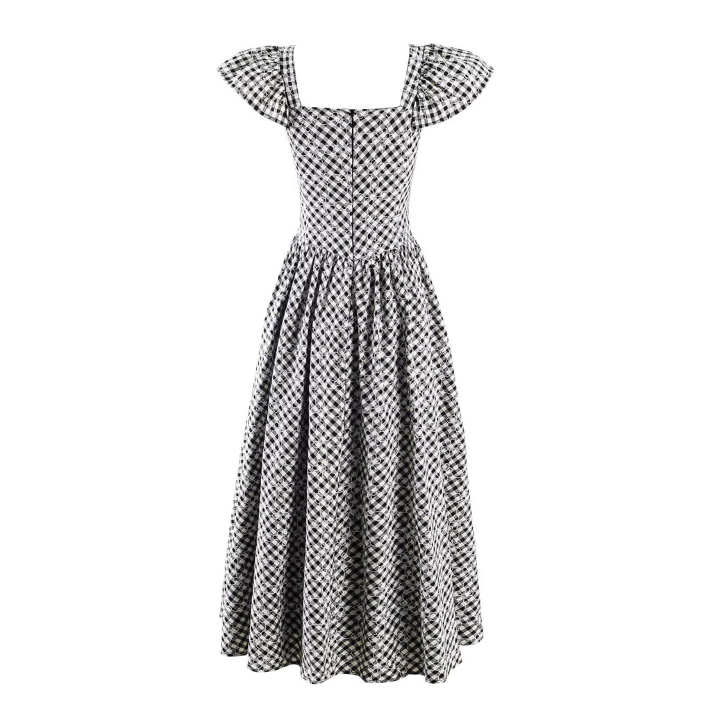 Pleated Flying Sleeve Dress Summer Waist Graceful Long Expansion