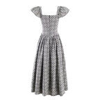 Pleated Flying Sleeve Dress Summer Waist Graceful Long Expansion