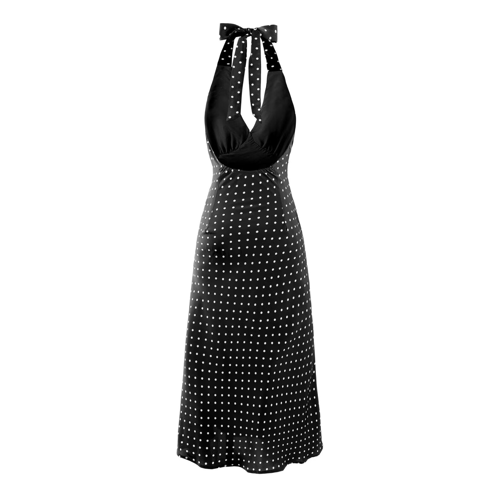 Women's Summer Vacation Polka Dot Printed Sexy V Neck Halter Backless Dress