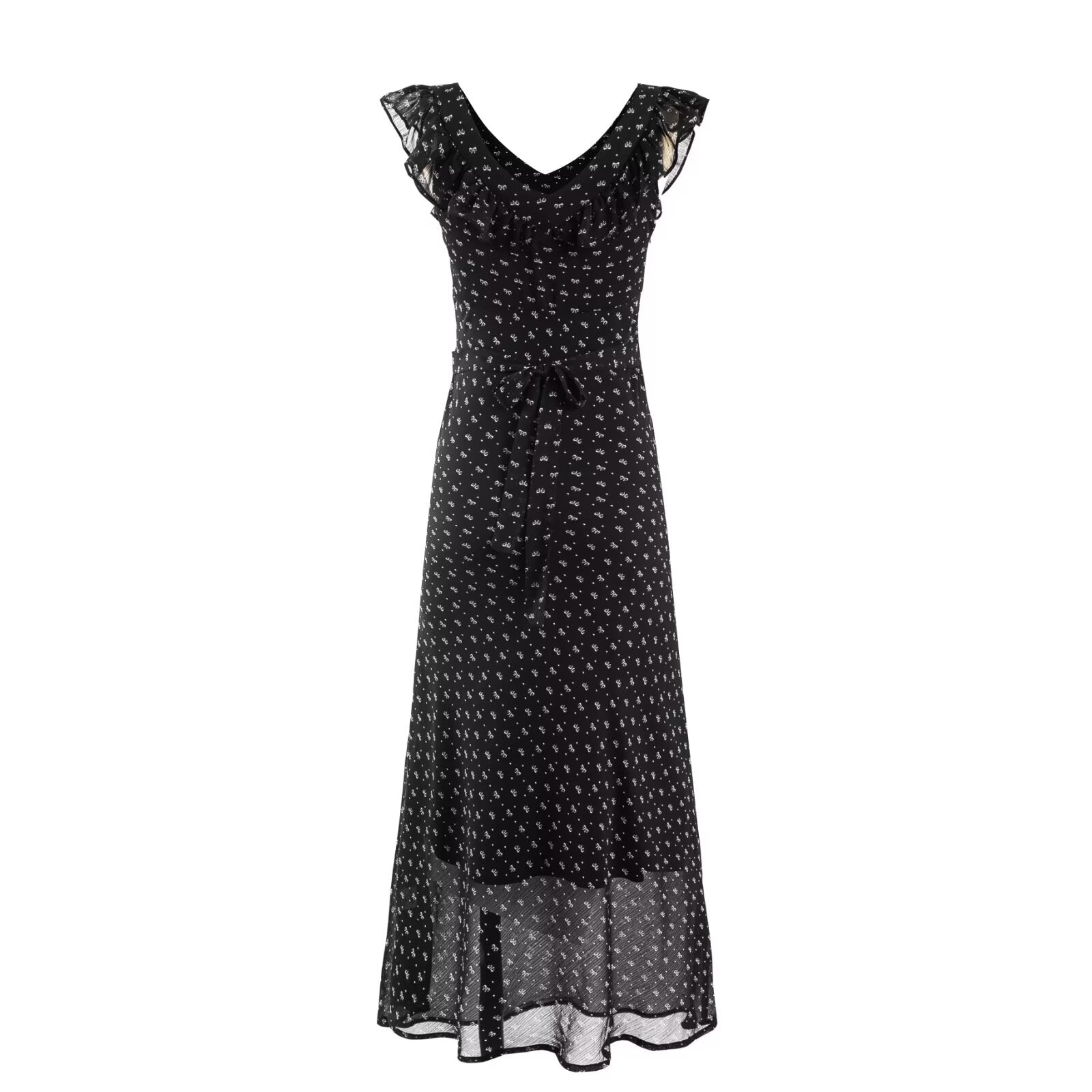 Women's Printed Square-Neck Ruffle Vacation Dress