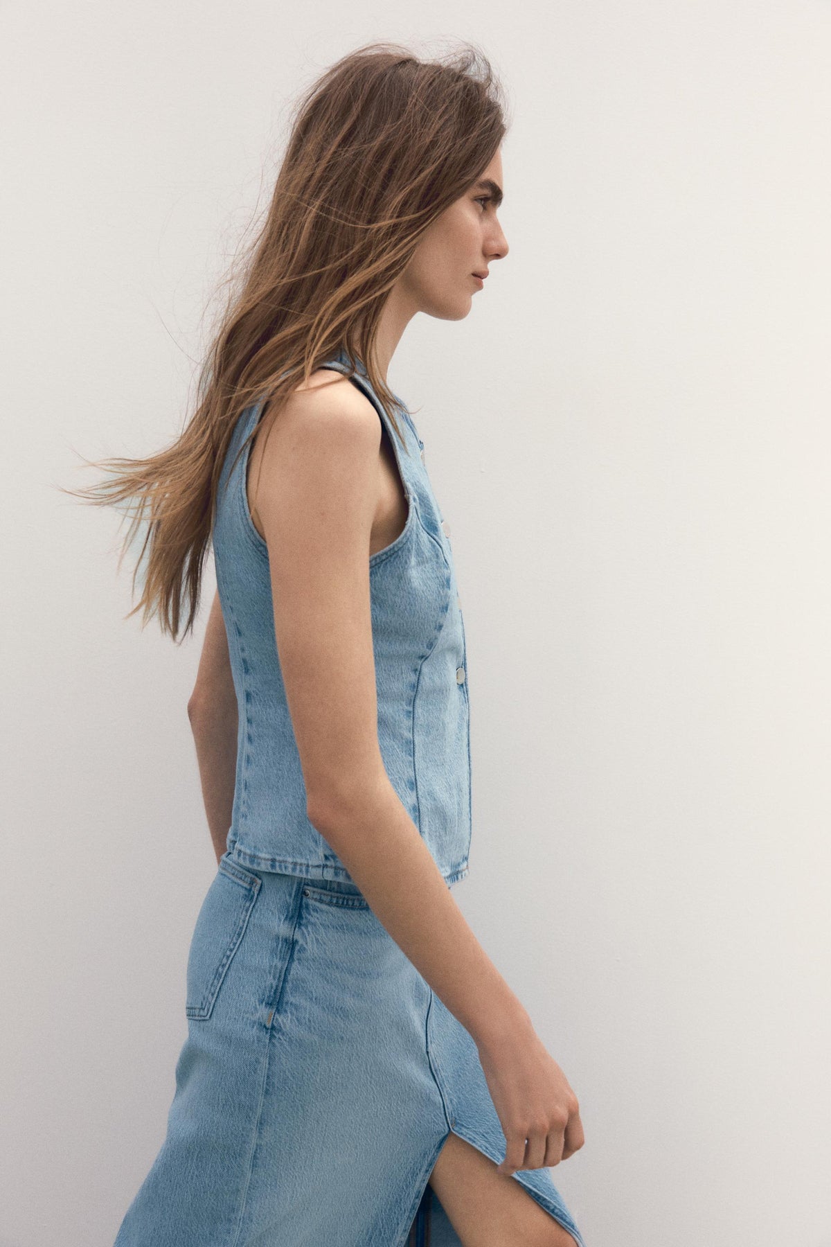 Women's Spring Street Denim Casual Vest and Skirt Two-Piece Set