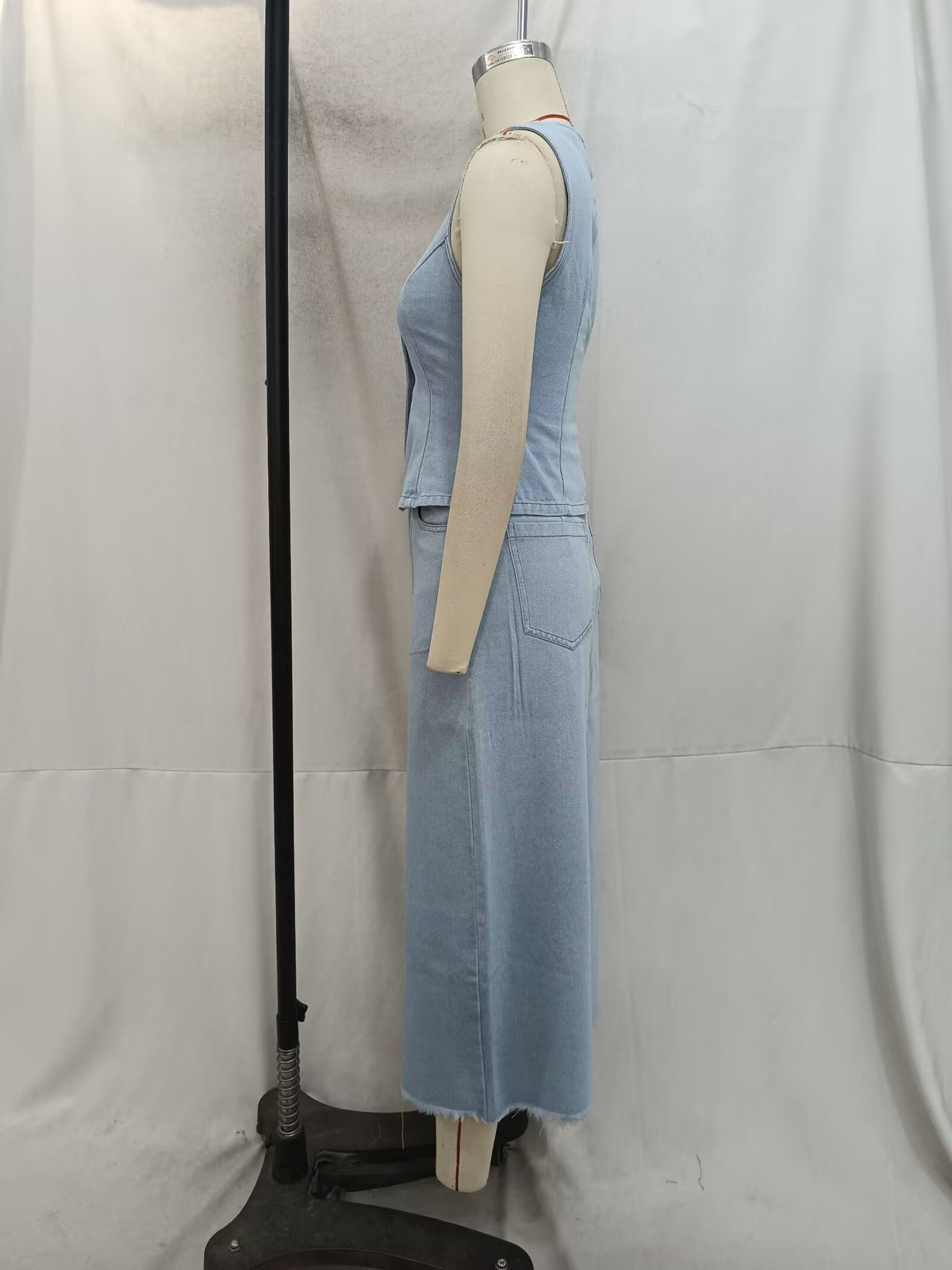 Women's Spring Street Denim Casual Vest and Skirt Two-Piece Set