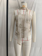 Women's Beaded Gauze Top and Skirt Two-Piece Set