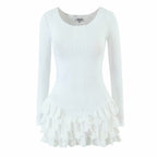 Long-Sleeve Ruffle Tiered A-Line Mini Dress
