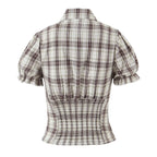 Women's Sweet Retro Plaid Shirt and Skirt Two-Piece Set