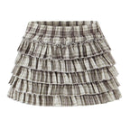 Women's Sweet Retro Plaid Shirt and Skirt Two-Piece Set