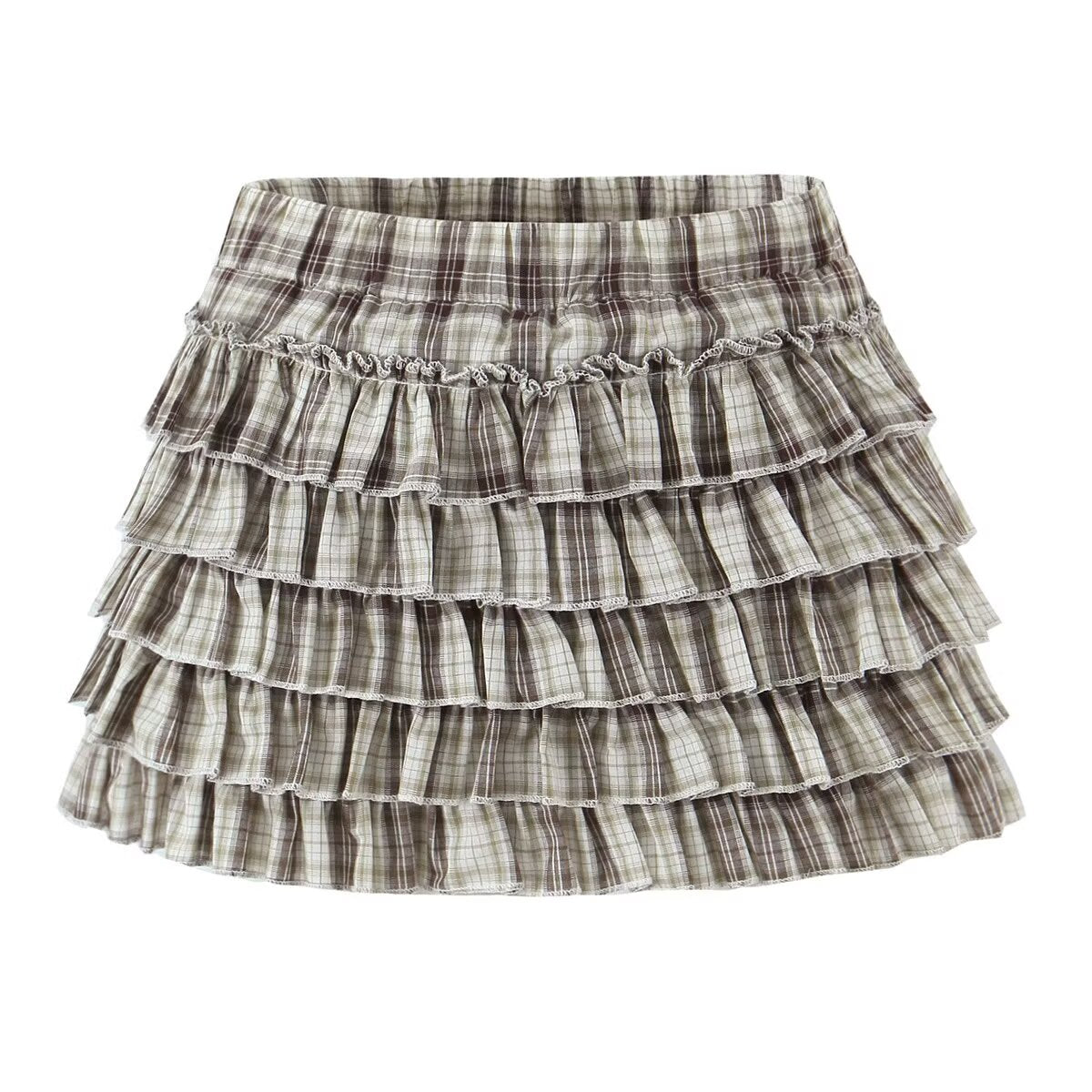 Women's Sweet Retro Plaid Shirt and Skirt Two-Piece Set