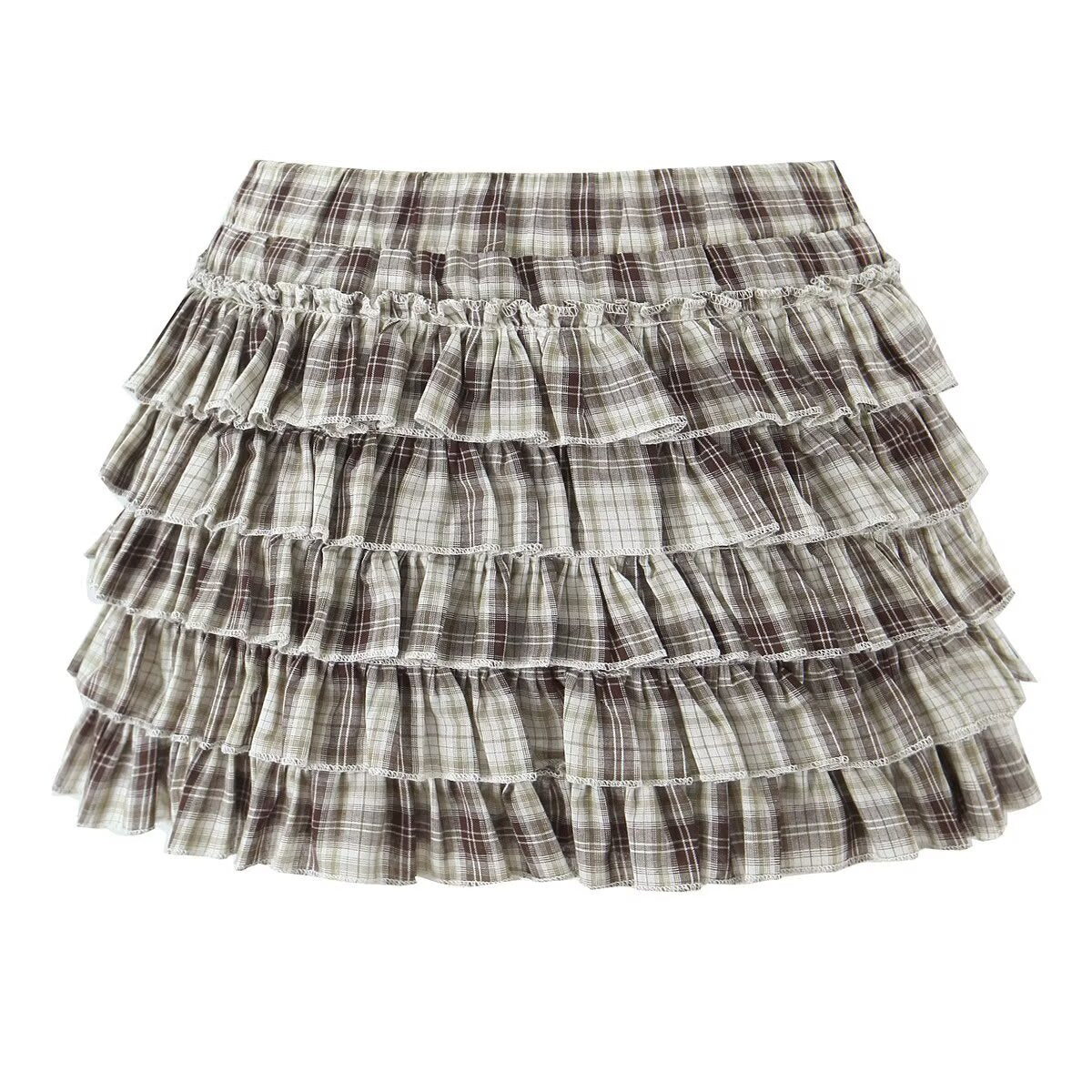 Women's Sweet Retro Plaid Shirt and Skirt Two-Piece Set
