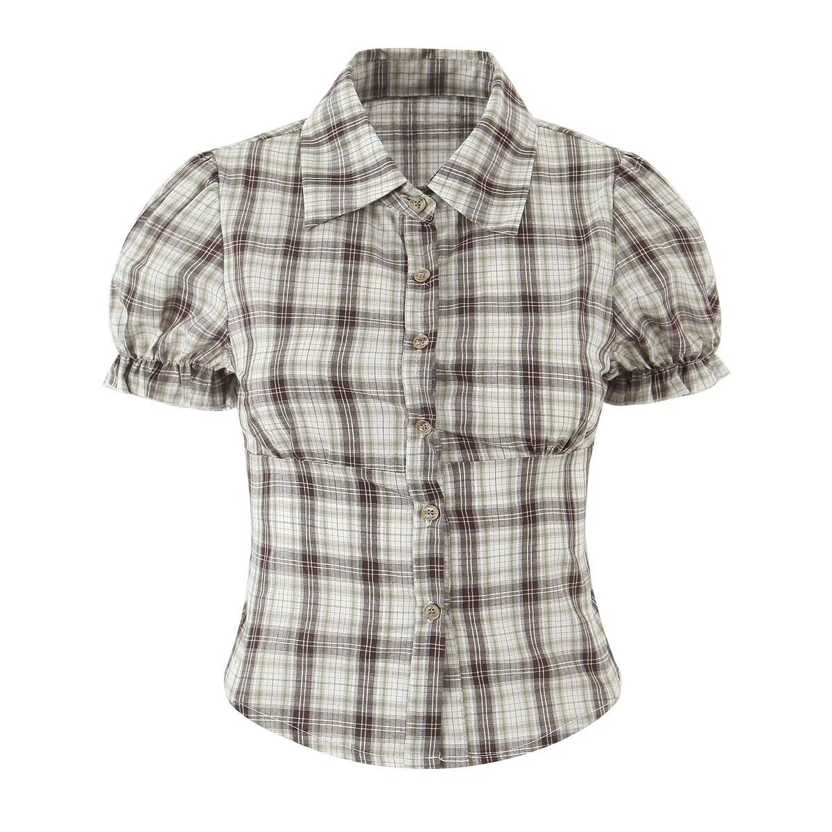 Coffee Plaid Top