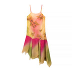 Ruffled Hem Spaghetti-Strap Elegant Embroidered Floral Summer Dress