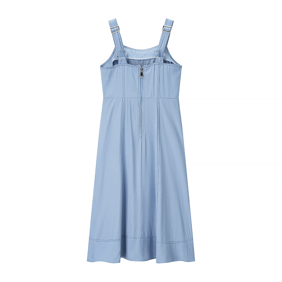 Women's Button-Front V-Neck Maxi Dress