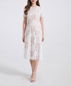 Women's Lace Beaded Rhinestone A-Line Midi Dress