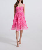 Embroidered Lace Net Chiffon Fitted Bra Hook Suspender Strap Racerback Halter Dress With Multiple Layers And A Wide Dress