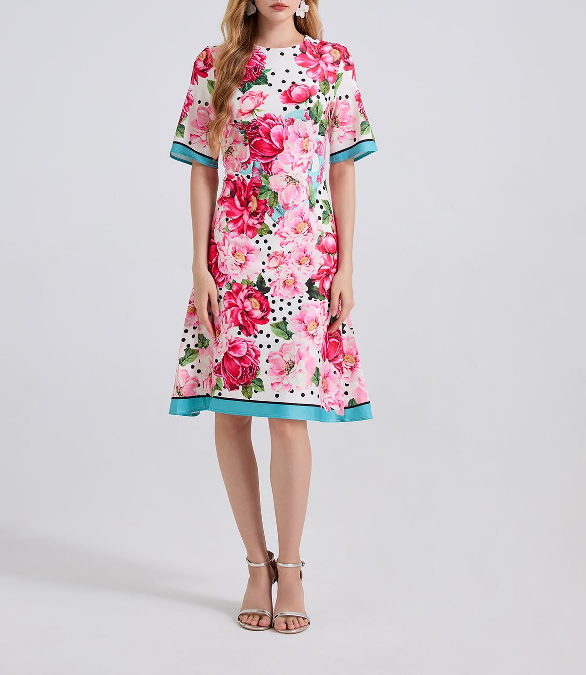Women's 's Printed High-Waisted A-Line Dress