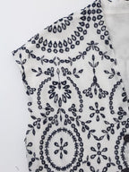 Floral Embroidered V-Neck Belted Sleeveless A-Line Midi Dress