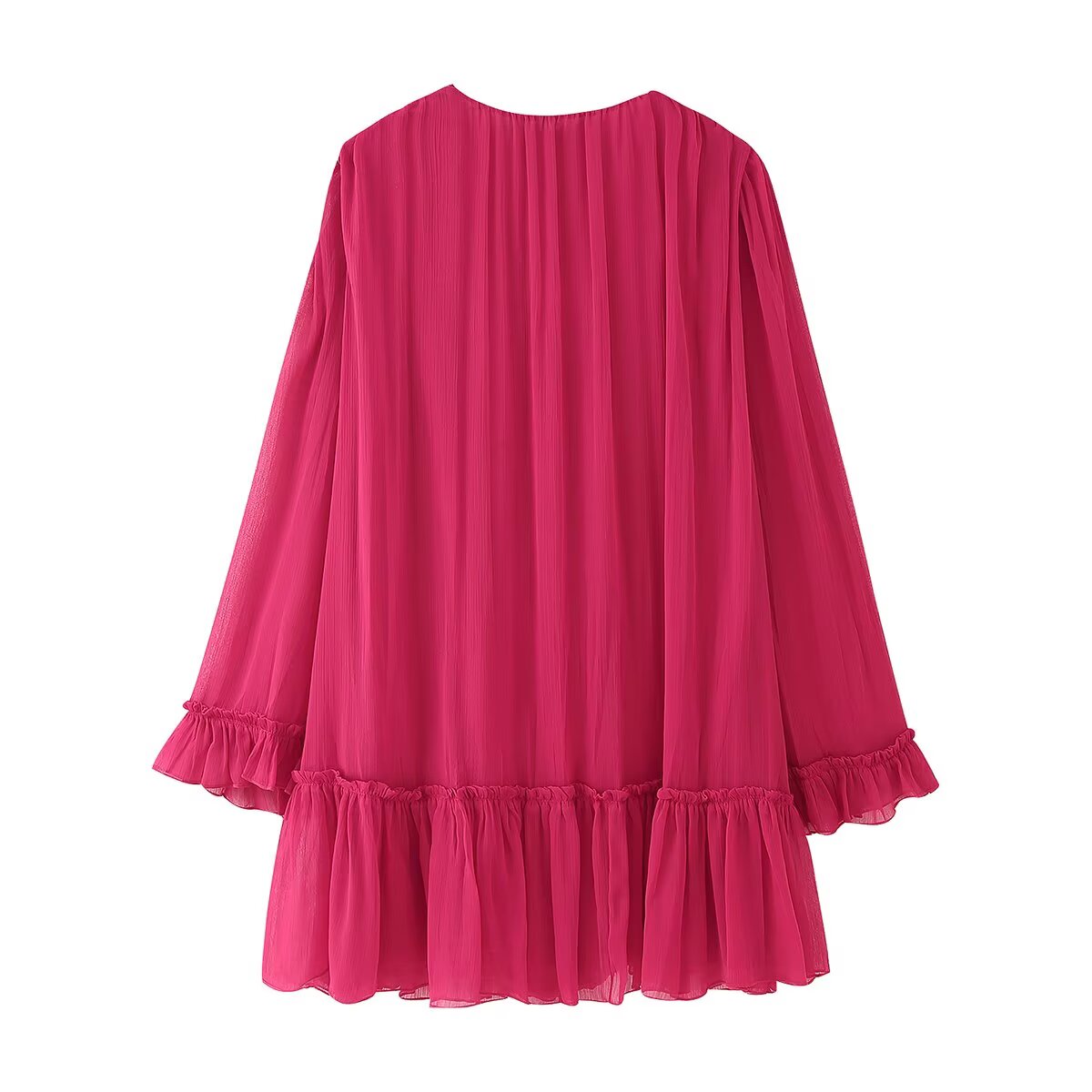 Youthful Looking Dress Lace-Up Tassels Loose Fitting Short Stitching