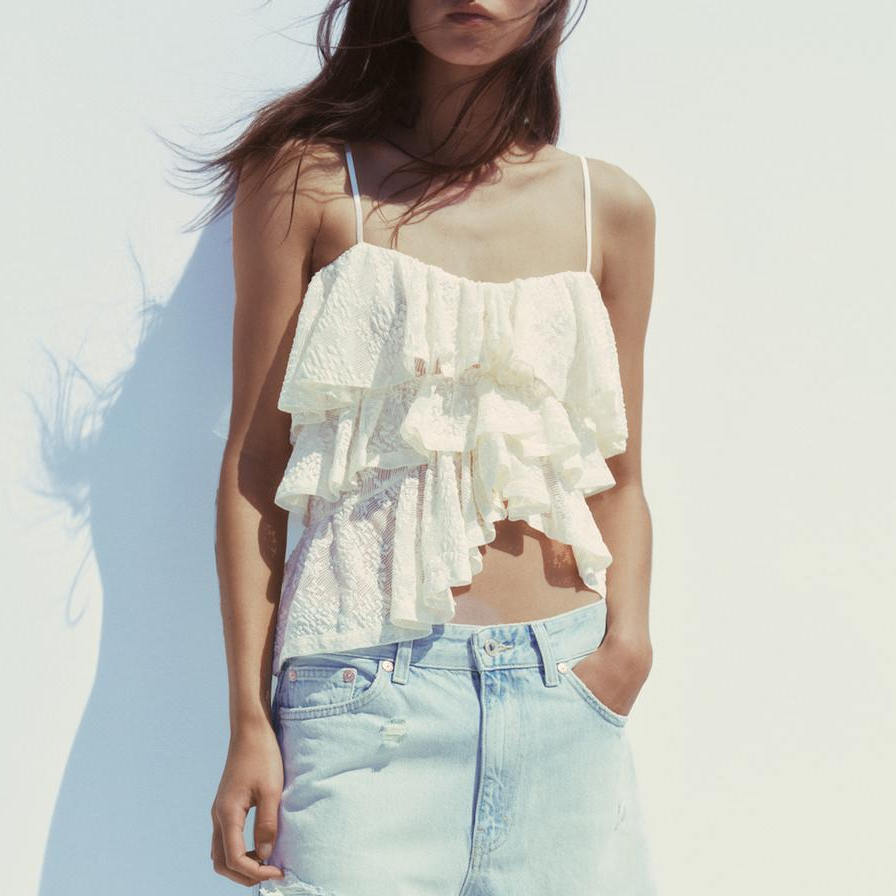 Women's Lace Trim Asymmetric Camisole