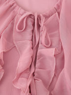 Women Clothing Design Laminated Ruffled Tied Chiffon Dress