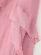 Women Clothing Design Laminated Ruffled Tied Chiffon Dress