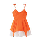 Women's Laminated Metal Decorative Waist Suspender Dress