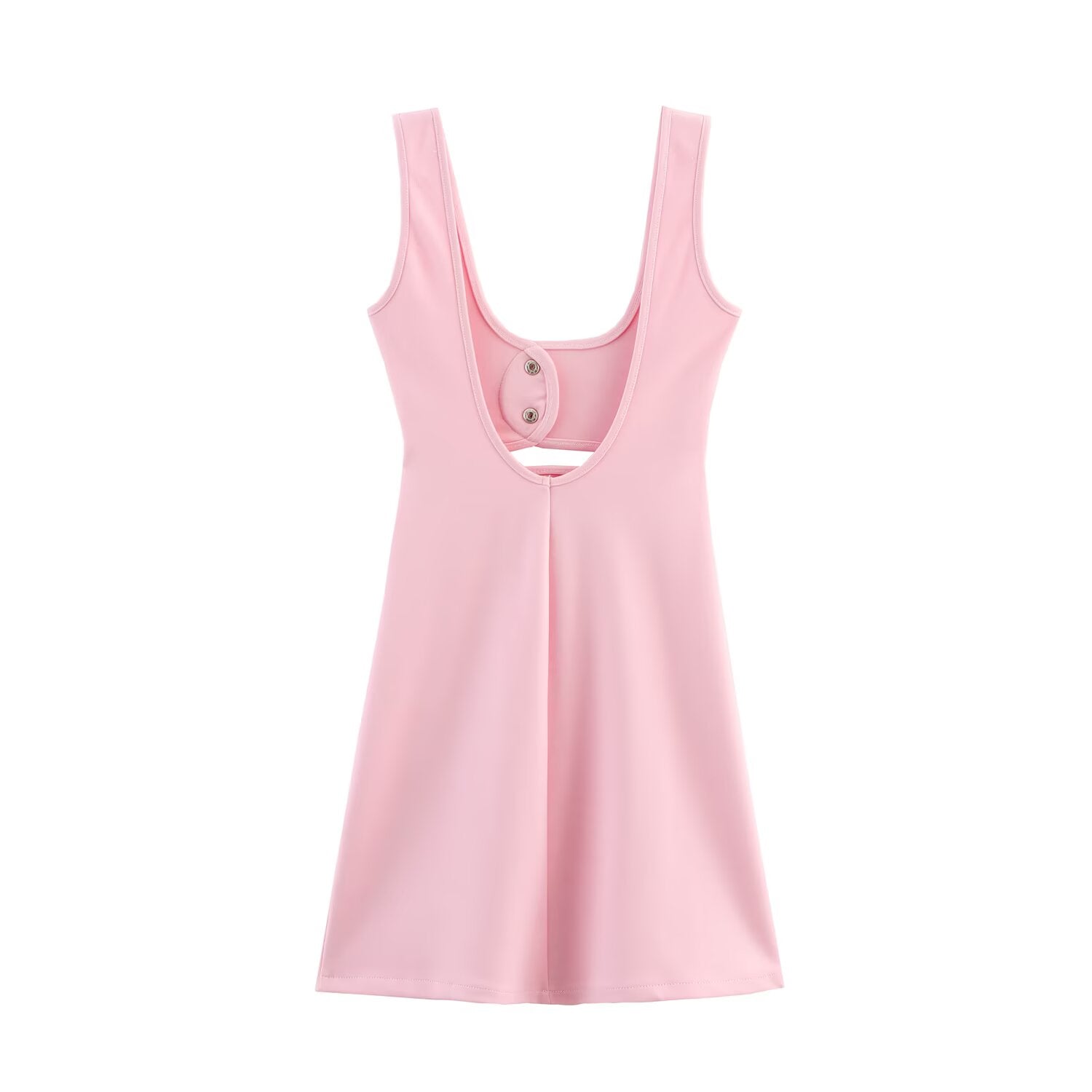 Crew-Neck Backless Cutout A-Line Mini Dress