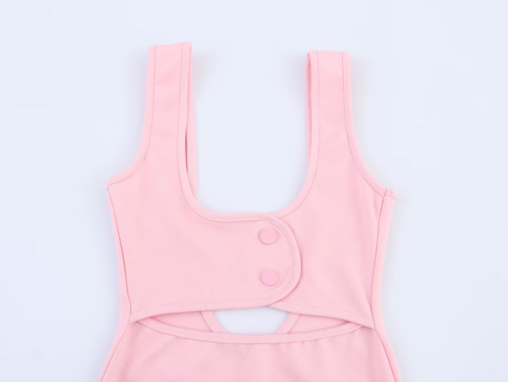 Crew-Neck Backless Cutout A-Line Mini Dress