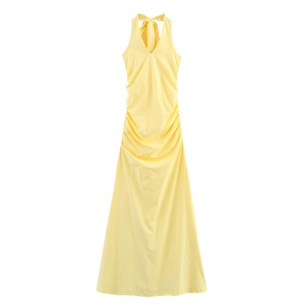 Bare Back Hanging Collar Dress