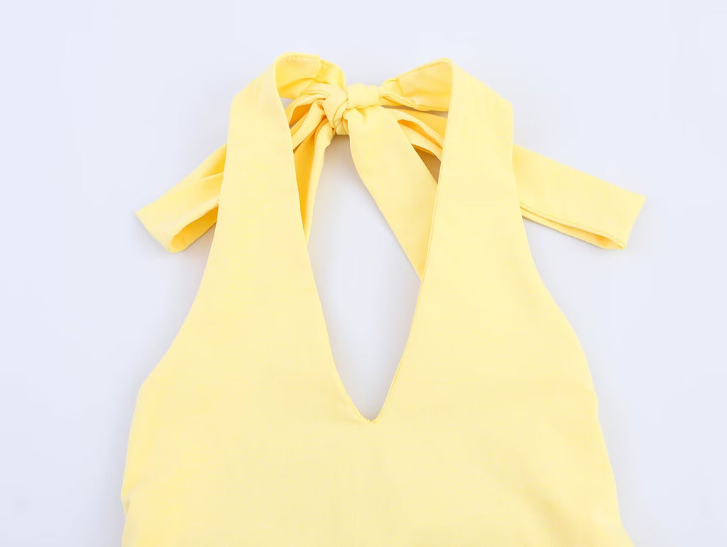 Bare Back Hanging Collar Dress