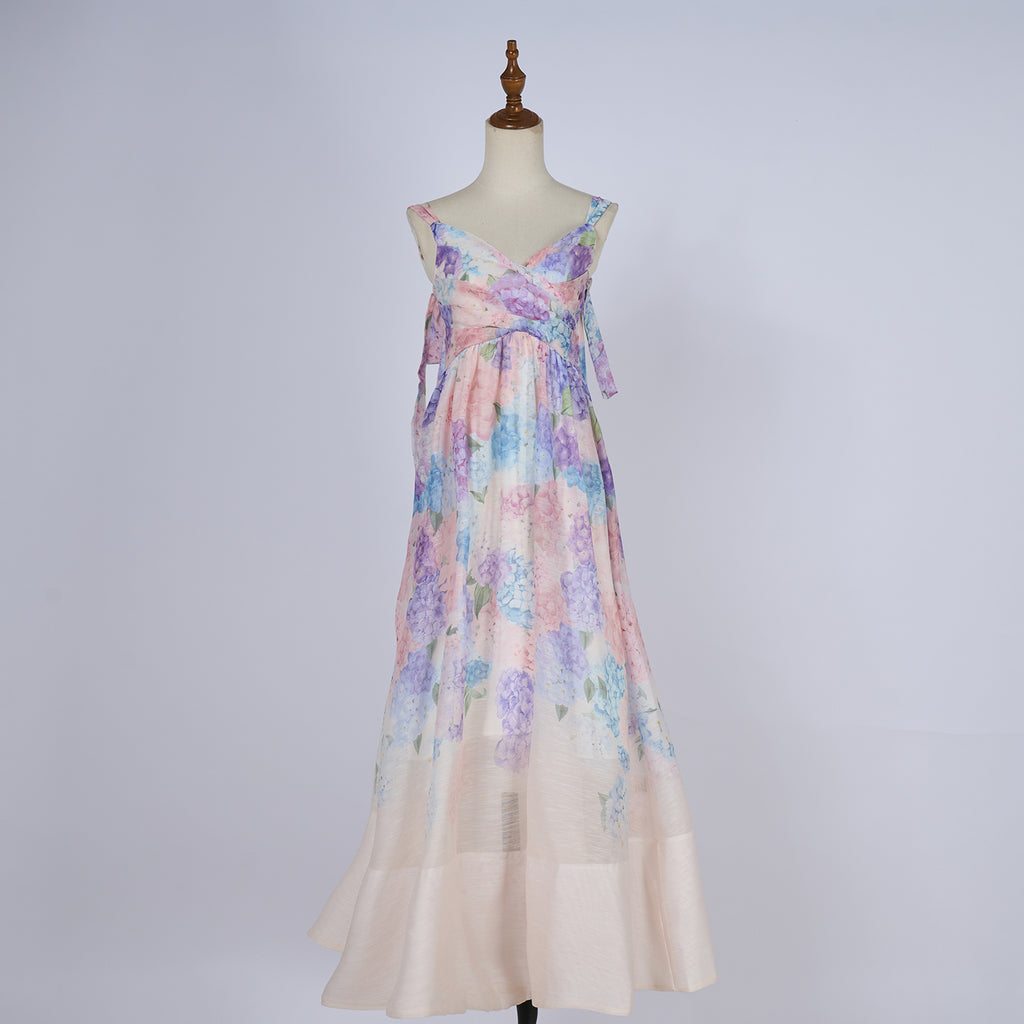 Lady Sweet Bow Tie Strap Sleeveless Halter Dress In Midi