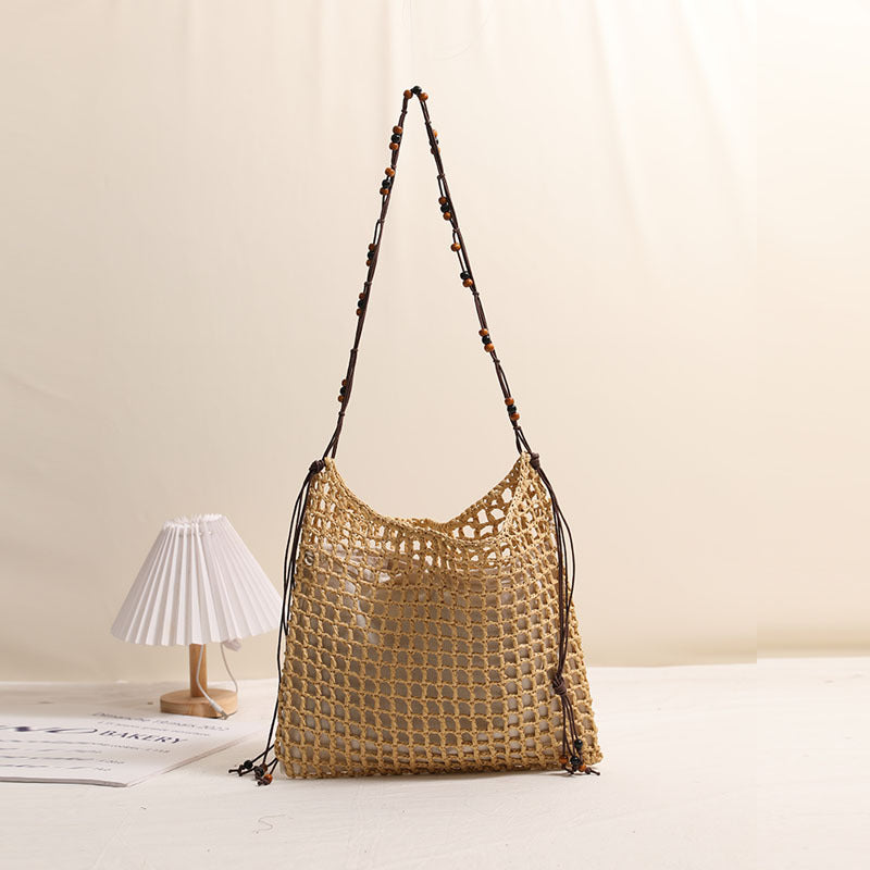 Wooden Bead Net Pocket Coffee inside